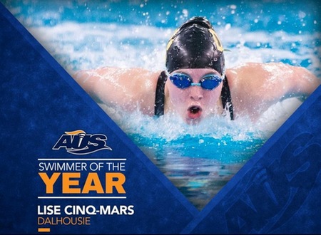 2017-18 Atlantic University Sport swimming awards announced: Dalhousie's Lise Cinq-Mars named AUS swimmer of the year