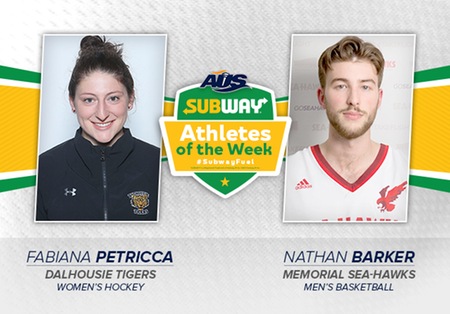 Dalhousie's Petricca and Memorial's Barker named Subway AUS Athletes of the Week